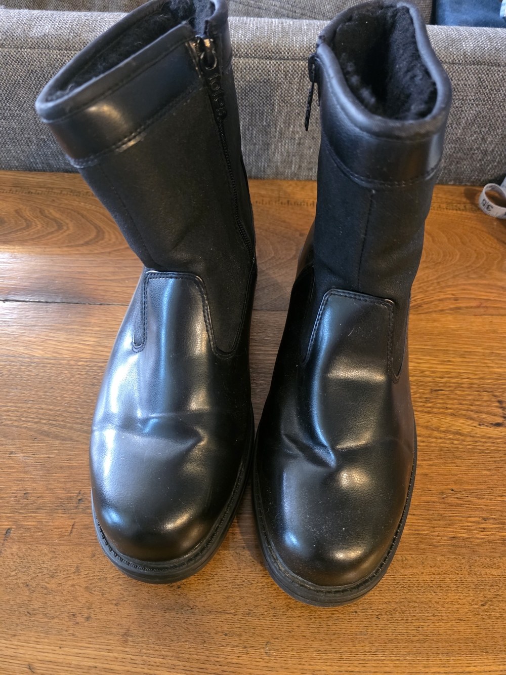 Totes Men’s Dave Winter Boots Size 8 M Black Faux Fur Lined Side Zip Snow